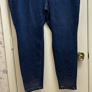 Lane Bryant Dark Blue Embellished Ankle Jeans SZ 20